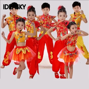čínske tradičné tanečné kostýmy detí dragon deti ľudové tanečné kostýmy moderné hanfu pre dievčatá lev národnej pre chlapcov