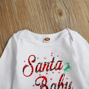UK Novorodenca Dievča 0-24M Vianoce, Santa Claus Romper Topy, Sukne Bavlna Vianočné Oblečenie
