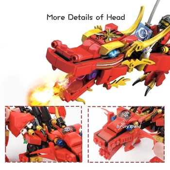 Ninja Série Kai ' s Fire Red Dragon Boj proti Mech. Nastavenie 2v1 Tvorca Údaje Vzdelávacie Stavebné Bloky, Hračky Pre Deti, Chlapec Darček