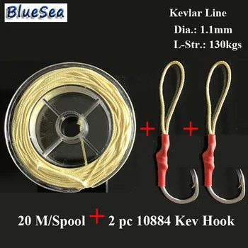 BlueSea 20M/Spool 1.1 MM 130 Kg Pomáhať Ryby Háčiky Asistent Háčiky Kevlar Line Kevlar vlasec Pre Ryby Háčiky Vyššie, Silnejšie
