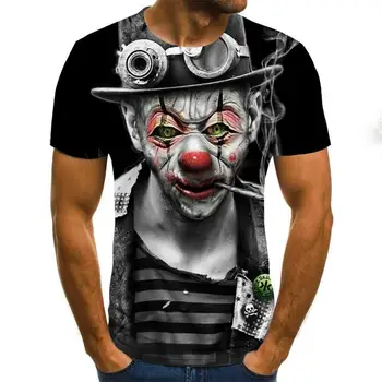 Hot Predaj Klaun T Shirt Muži/ženy Joker Tvár 3D Vytlačené Teroru Módne T-shirts veľkosť XXS-6XL