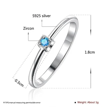 SILVERHOO Skutočné 925 Sterling Silver Ring 5 Farieb Snubné Prstene Pre Ženy Minimalistický Tenký Kruh Zirkón Jemné Strieborné Šperky