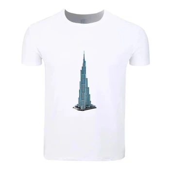 Burj Khalifa Veža Dubaj Bavlna Veľká Veľkosť Študentov Letné Tričko Krátky Rukáv Muži Ženy Chlapci Dievčatá Tričko Tees Deti Tshirt