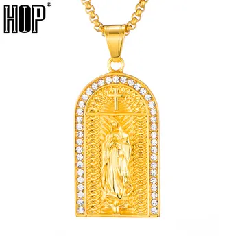 HIP Hop Ježiš Kríž Náhrdelník Prívesok Zlatej Farby 316L Nerezovej Ocele, Náhrdelníky&Prívesky pre Mužov Šperky 24 inch 60 cm (reťaz)