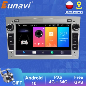 Eunavi 2 Din Android 10 autorádio s GPS pre vozidlá značky Opel Vauxhall Astra H G J Vectra Antara Zafira Corsa Vivaro Meriva Veda 4G USB, DVD Č.