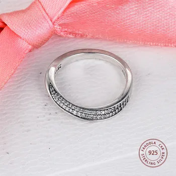 Elegantné Vlny Crystal Krúžok 925 Sterling Silver Prstene pre Ženy, Striebro 925 Šperky anillos mujer Doprava Zadarmo