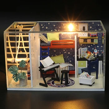 Diy Domček Pre Bábiky Kit Miniatúrny Model Budovy Moderný Štýl Malý Dom Roombox Vianočný Darček Deti Hračky Drevené Bábiky Dom Nábytku