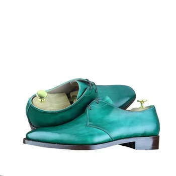 SIPRIKS Pánske Zelené Kožené Šaty, Topánky talianskej Vlastné Teľa Pokožky Outsoled Štvorcové Prst Derby Topánky Pánske Obleky Mužov Formálne Bytov 44
