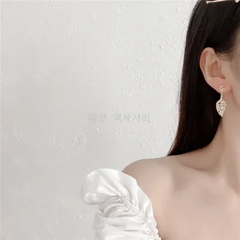List Visieť Náušnice Pre Ženy Zirconia Trendy Kórejský Módne Šperky Veľkoobchod Luxusné S925 Pin Vysokej Kvality