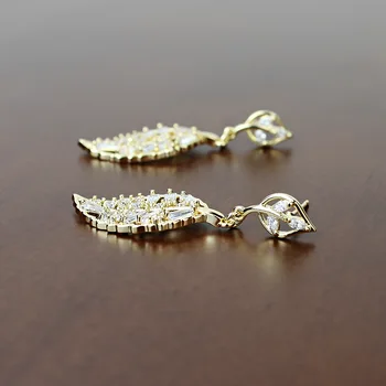 List Visieť Náušnice Pre Ženy Zirconia Trendy Kórejský Módne Šperky Veľkoobchod Luxusné S925 Pin Vysokej Kvality