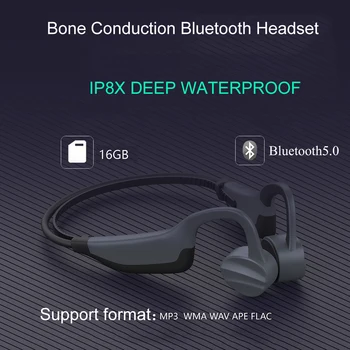2v1 Bluetooth Kostné Vedenie zvuku pre Slúchadlá + MP3 Prehrávač Basy IPX8/IP55 Nepremokavé Bezdrôtové Slúchadlá Športové Headset s Mikrofónom 16GB