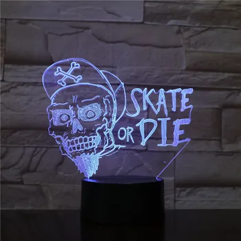 Skate or Die 3D LED Ilúzie Lampa Japonské Anime Jeden Kus Bucky Najlepší darček pre Deti Office Dekorácie Dropshipping