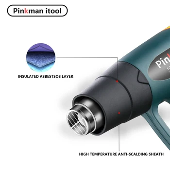 Pinkman teplovzdušná Pištoľ 2000W EÚ Digitálny LCD Displej Elektrické teplovzdušné Pištole Vzduchu na Vlasy Tepla Spájkovanie Zmenšiť Balenie Tepelný Výkon Nástroj