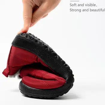 Ženy Zime Teplé Členkové Topánky, Papuče Kožušinu Linajkované Nepremokavé Na Topánky Pre Mužov Sklzu E2Z7