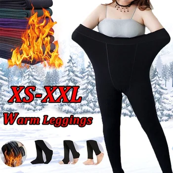 2021 Jeseň Zima Ženy Hrubé Teplé Legíny Candy Farby Kartáčovaný Uhlie Stretch Fleece Trample Nohy Leginy