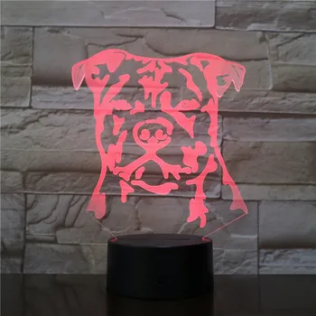 Moderné Stanffordshire Bull Teriér LED Nočné Svetlo Zvierat Psa Šteňa 3D Optické ilúzie Lampy Domova stolná Lampa Stolná Svetlo