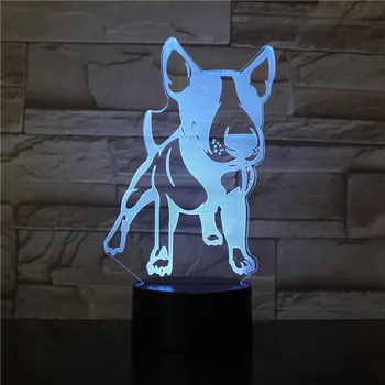 Moderné Stanffordshire Bull Teriér LED Nočné Svetlo Zvierat Psa Šteňa 3D Optické ilúzie Lampy Domova stolná Lampa Stolná Svetlo