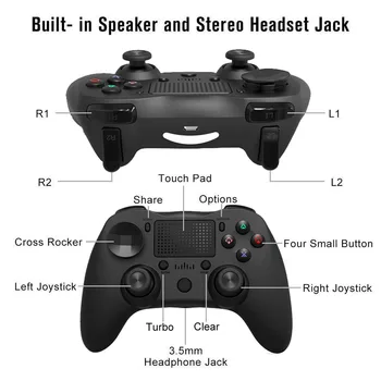 Newst Bezdrôtové Bluetooth Gamepad Duálne Vibrácie 6-Os Herný ovládač Ovládač Rukoväť Jack pre Slúchadlá herný ovládač Pre PS4