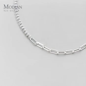 Modian Stohovateľné Zirconia Geometrické Oválne Interlock Skutočné 925 Sterling Silver Asymetrie Náramok Náramok pre Ženy, Jemné Šperky