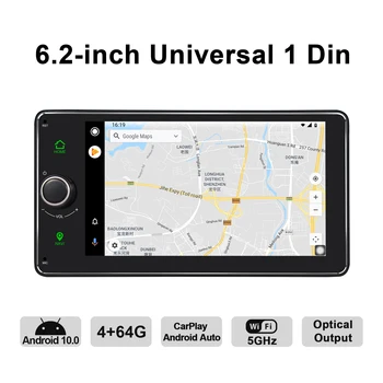 Android 10.0 4GB+64GB 6.2 palec hlavu jednotky Octa-Core 1 din univerzálny autorádio prehrávač, GPS Navigáciu video, stereo FM podpora 4G BT