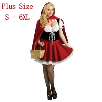 Hot Sexy Šaty Plus Veľkosť S M L XL XXL XXXL-6XL Kostým pre Dospelých Little Red Riding Hood Halloween Kostým súťaž: Cosplay Kostýmy Pre Ženy