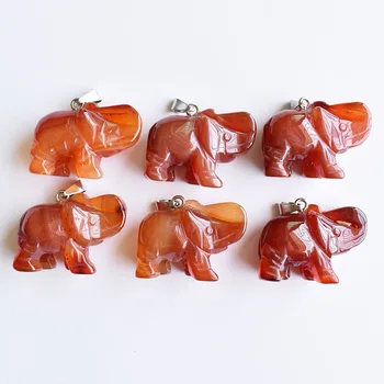 Veľkoobchod 6pcs/veľa hot predaj najvyššej kvality Vyrezávané prírodné červené onyx slon charms prívesky nosenie šperkov robiť zadarmo