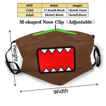 Roztomilý Hnedý Domo Kun Ústa, Zuby Nové 3D Masku na Tvár Ochranné Pokrýva Výstroj Umývateľný Opakovane Priedušná Facemask Legrační
