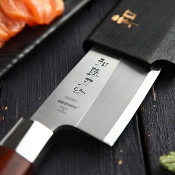 HEZHEN 180 mm Nôž Deba Japonské Sushi, Sashimi Nôž Vysoko Uhlíkovej X9Cr18Mov Nerezový Kuchynský Nôž s Rosewood Rukoväť