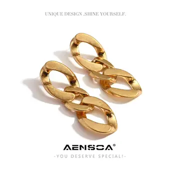 AENSOA Vintage 3 Kruhu Reťazí Zlatá Farba Drop Náušnice Multi Reťazca Hrubé Geometrické Náušnice pre Ženy Minimalistický Náušnice