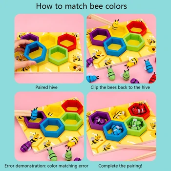 Cartoon Úli Hra Detstva Farba Kognitívne Klip Malé Bee Hračka Drevené Skoro Nakláňať Hračky Deti Montessori Vzdelávacích