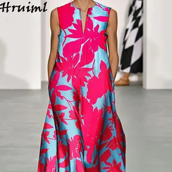 A-line Kvetinové Šaty Plus Veľkosť Dlhé Elegantné Party Letné Šaty bez Rukávov Príčinné Holiday Beach Fashion Ženy Šaty Streetwear