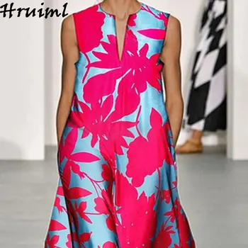 A-line Kvetinové Šaty Plus Veľkosť Dlhé Elegantné Party Letné Šaty bez Rukávov Príčinné Holiday Beach Fashion Ženy Šaty Streetwear