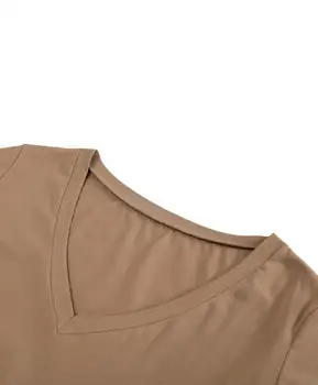 Dámske Basic V-Neck T Shirt Short Sleeve Top Úsek Pevné Vybavené Bavlnené Tričko Pre Dámy Letné M30147