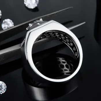 GEM BALET 1Ct 6,5 mm Solitaire Moissanite Diamond Mužov Krúžok 925 Sterling Silver Moissanite Promise Ring, Pre Mužov, Svadobné Kolo