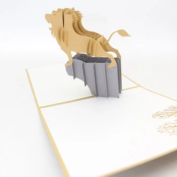 3D Laser Cut Ručne Kreslené Revúci Lev Kráľ Papier Pozvanie Pohľadnice, Obálky Deti Narodeninovej Party Kreatívny Darček