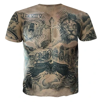 Sexy Tetovanie Svalov T-shirt 3D Zvierat Vytlačené Top Tees Muž Letné Tričko Hip Hop Camisetas Homme Streetwear Vtipné Tričko