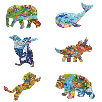 Deti, Troch-dimenzionální Zvierat Drevené Puzzle Nepravidelný 3D Puzzle Deti Darček Vzdelávacieho Hračky, Domáce Dekorácie