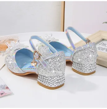 Disney detské vysokým podpätkom princezná strany topánky letné nové dievčatá sandále detské detské topánky dievčatko crystal topánky 23-36
