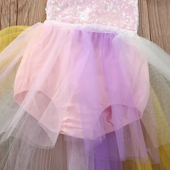 Citgeett Baby Girl Deti Čipky Flitrami Princezná Romper Šaty Strana Formálne Svadby Tutu rainbow Farebné Šaty