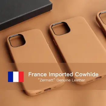 Francúzsko Zermatt Cowhide puzdro pre iPhone 12 Pro Max Luxusné Obchodné pravej Kože Telefón Prípadoch pre 11 Pro Xs Max Xr Zadný Kryt