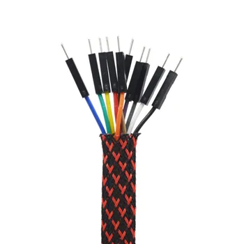 33ft-10m BlackRed 4 6 8 10 12 14 16 mm Opletenie PET Rozšíriteľná Sleeving Vysokou Hustotou Splietané Kábel Rukávy Textílie Kábel urob si sám
