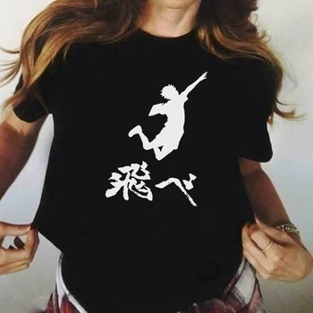 Haikyuu Anime Karasuno Lietať Highi Print T Shirt Dámske tričko Harajuku Módne Bežné Tvorivé Priateľstvo Letné Tee Tričko