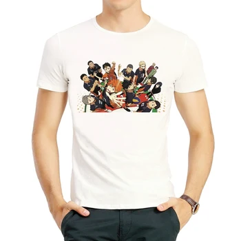 Haikyuu Tričko Bielej Farby Pánske Krátke Rukáv Cartoon Haikyuu Logo T-Shirt Topy Tees tričko Hot Anime Haikyuu Unisex Oblečenie