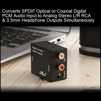 JSJ Digitálneho na Analógový Audio Prevodník Adaptér RCA Kábel Koaxiálny Optický Toslink Signál na Analógový Audio Prevodník Adaptér