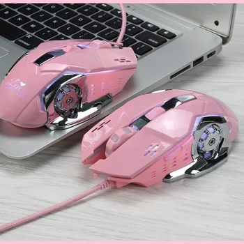 Počítačová Myš Hráč Roztomilé Ružové Dievča Myši Profesionálne Herné Myši Farebný Podsvietený Optická Myš Módne Stlmiť Myš pre Notebook