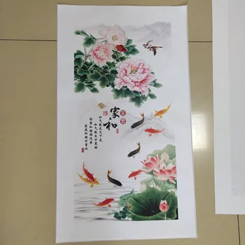 Čínsky Šťastie Koi Lotosový Kvet Plátne, Plagát, Tlač Plátno Maliarske Dekoračné Obrázok pre Obývacia Izba Domov Decortion Unstretched