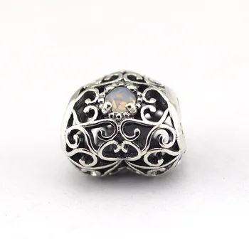Hodí Pandora Náramky júna Podpis Srdce, Šedá Moonstone Strieborné Korálky 925 Sterling Silver Charms DIY Šperky Veľkoobchod