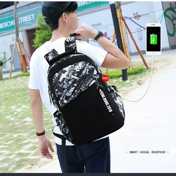 Móda USB nepremokavé veľký batoh Chlapec Dievča Teenager Aktovka Notebook Batoh high school tašky mochila