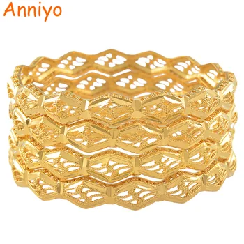 Anniyo 4 Ks/Veľa Veľkoobchod Etiópskej Zlatá Farba Bangles výrobnú Cenu Štýle Afriky, Stredného Východu, Dubaj Šperky #086206