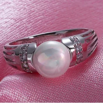 Elegantné Autentické 925 sterling silver Ženské Kruhy s sladkovodné Perly Pre Ženy Prst Prsteň anillos mujer